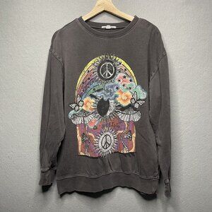 ONeill Gray Graphic Sweatshirt M Peace Symbol